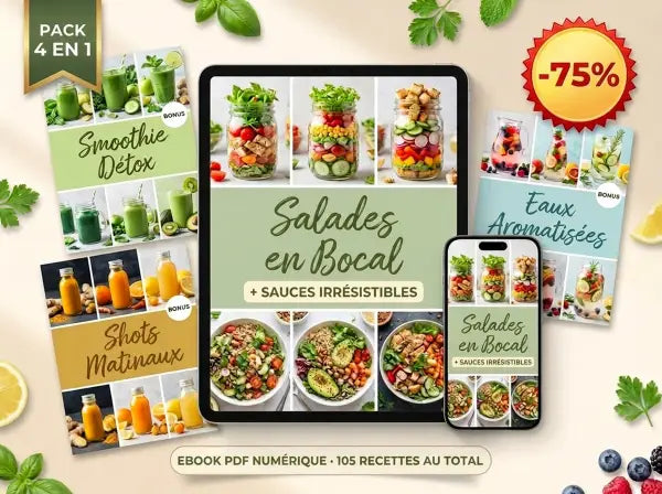 Salades en Bocal — 60 Recettes + 3 Cadeaux Exclusifs